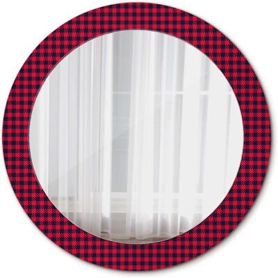 Tulup Nowoczesne Lustro Okrągłe Czerwona kratka 70cm Tulup Nowoczesne Lustro Okrągłe Czerwona kratka 70cm