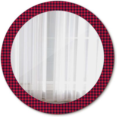 Tulup Nowoczesne Lustro Okrągłe Czerwona kratka 80cm Tulup Nowoczesne Lustro Okrągłe Czerwona kratka 80cm