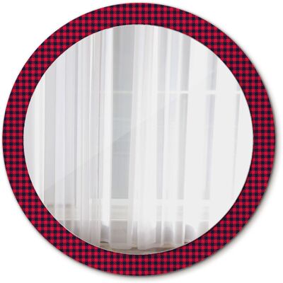 Tulup Nowoczesne Lustro Okrągłe Czerwona kratka 90cm Tulup Nowoczesne Lustro Okrągłe Czerwona kratka 90cm