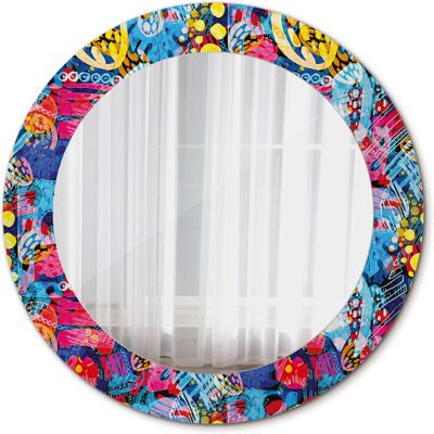 Tulup Nowoczesne Lustro Okrągłe Kolorowe bazgroły 60cm Tulup Nowoczesne Lustro Okrągłe Kolorowe bazgroły 60cm