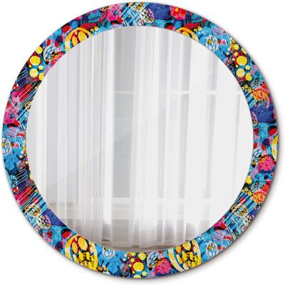 Tulup Nowoczesne Lustro Okrągłe Kolorowe bazgroły 80cm Tulup Nowoczesne Lustro Okrągłe Kolorowe bazgroły 80cm