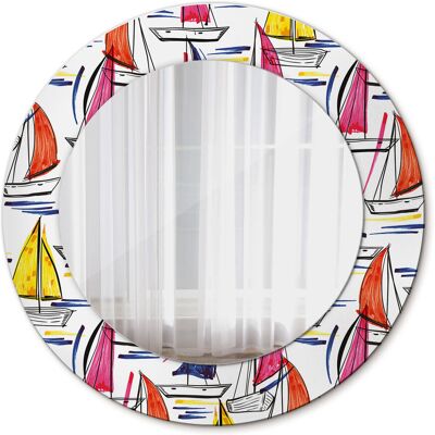 Tulup Nowoczesne Lustro w ramie Kolorowe łódki 50cm Tulup Nowoczesne Lustro w ramie Kolorowe łódki 50cm