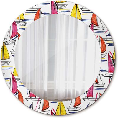 Tulup Nowoczesne Lustro w ramie Kolorowe łódki 60cm Tulup Nowoczesne Lustro w ramie Kolorowe łódki 60cm