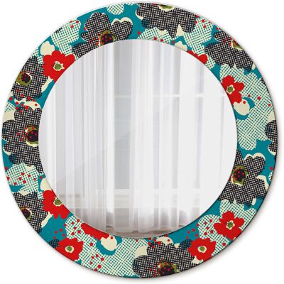 Tulup Nowoczesne Lustro w ramie Retro kwiaty wzór 50cm Tulup Nowoczesne Lustro w ramie Retro kwiaty wzór 50cm
