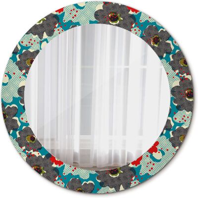 Tulup Nowoczesne Lustro w ramie Retro kwiaty wzór 60cm Tulup Nowoczesne Lustro w ramie Retro kwiaty wzór 60cm