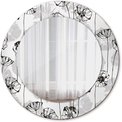 Tulup Okrągłe Lustro do Salonu Ścienne Kwiaty maki 50cm Tulup Okrągłe Lustro do Salonu Ścienne Kwiaty maki 50cm
