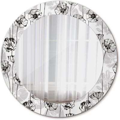 Tulup Okrągłe Lustro do Salonu Ścienne Kwiaty maki 60cm Tulup Okrągłe Lustro do Salonu Ścienne Kwiaty maki 60cm