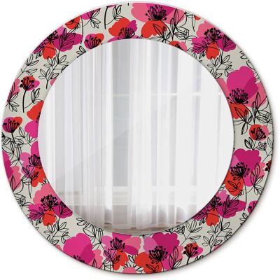 Tulup Okrągłe Lustro do Salonu Ścienne Różowe maki 50cm Tulup Okrągłe Lustro do Salonu Ścienne Różowe maki 50cm