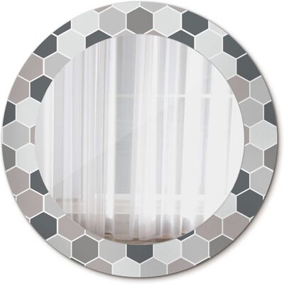 Tulup Okrągłe Lustro Łazienkowe Sześciokątny wzór 60cm Tulup Okrągłe Lustro Łazienkowe Sześciokątny wzór 60cm