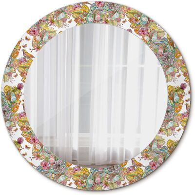 Tulup Okrągłe Lustro Ścienne Bajkowe kwiaty 60cm Tulup Okrągłe Lustro Ścienne Bajkowe kwiaty 60cm