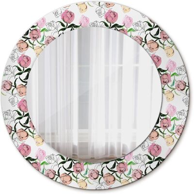 Tulup Piękne Lustro Ścienne Okrągłe Pąki piwonii 50cm Tulup Piękne Lustro Ścienne Okrągłe Pąki piwonii 50cm