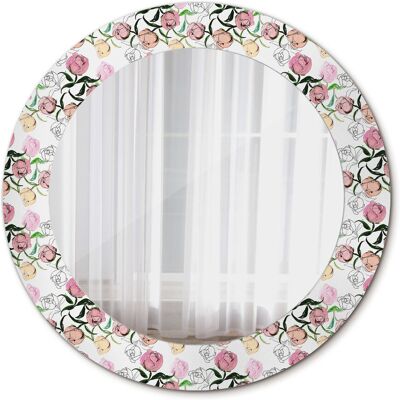 Tulup Piękne Lustro Ścienne Okrągłe Pąki piwonii 60cm Tulup Piękne Lustro Ścienne Okrągłe Pąki piwonii 60cm