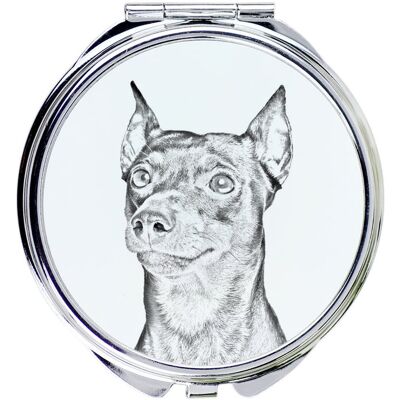 Pinczer średni, Pinczer niemiecki - lusterko kieszonkowe z psem, personalizowane lusterko do torebki, kompaktowe lusterko z nadrukiem marki Art-Dog Pinczer średni, Pinczer niemiecki - lusterko kieszonkowe z psem, personalizowane lusterko do torebki, kompaktowe lusterko z nadrukiem marki Art-Dog