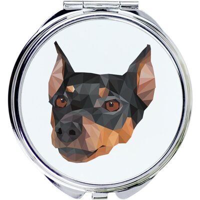 Pinczer średni, Pinczer niemiecki -lusterko ze zdjęciem i napisem geometryczne marki Art-Dog Pinczer średni, Pinczer niemiecki -lusterko ze zdjęciem i napisem geometryczne marki Art-Dog