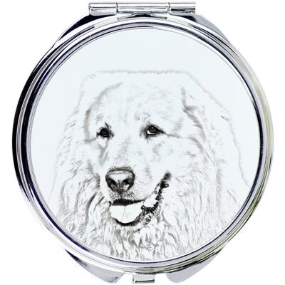 Pirenejski pies górski, Great pyrenees - lusterko kieszonkowe z psem, personalizowane lusterko do torebki, kompaktowe lusterko z nadrukiem marki Art.. Pirenejski pies górski, Great pyrenees - lusterko kieszonkowe z psem, personalizowane lusterko do torebki, kompaktowe lusterko z nadrukiem marki Art..