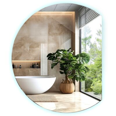 Tulup Podświetlane Stylowe Lustro Ścienne Ledowe Do Makijażu Zimna Barwa Ledów - 74 x 90 cm Tulup Podświetlane Stylowe Lustro Ścienne Ledowe Do Makijażu Zimna Barwa Ledów - 74 x 90 cm