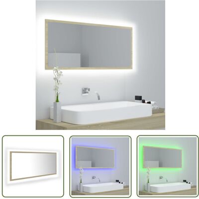 The Living Store Lustro łazienkowe LED - kolor dąb sonoma - 100x8 -5x37 cm - akryl - Lustro Do Łazienki The Living Store Lustro łazienkowe LED - kolor dąb sonoma - 100x8 -5x37 cm - akryl - Lustro Do Łazienki