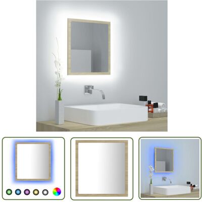 The Living Store Lustro łazienkowe LED - kolor dąb sonoma - 40x8 -5x37 cm - akryl - Lustro Do Łazienki The Living Store Lustro łazienkowe LED - kolor dąb sonoma - 40x8 -5x37 cm - akryl - Lustro Do Łazienki