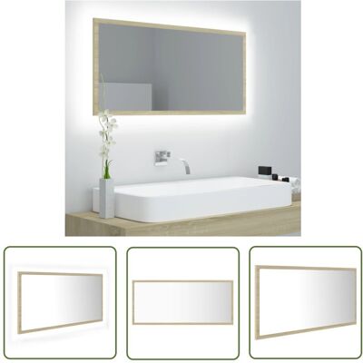The Living Store Lustro łazienkowe LED - kolor dąb sonoma - 90x8 -5x37 cm - akryl - Lustro Do Łazienki The Living Store Lustro łazienkowe LED - kolor dąb sonoma - 90x8 -5x37 cm - akryl - Lustro Do Łazienki