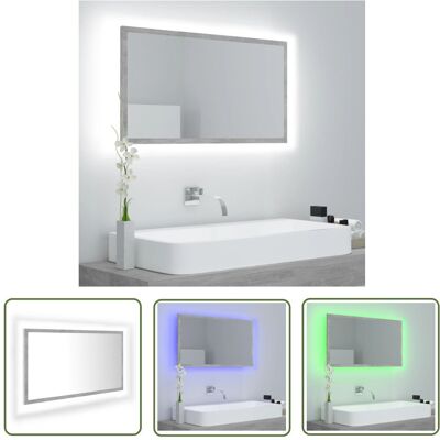 The Living Store Lustro łazienkowe LED - szarość betonu - 80x8 -5x37 cm - akryl - Lustro Do Łazienki The Living Store Lustro łazienkowe LED - szarość betonu - 80x8 -5x37 cm - akryl - Lustro Do Łazienki
