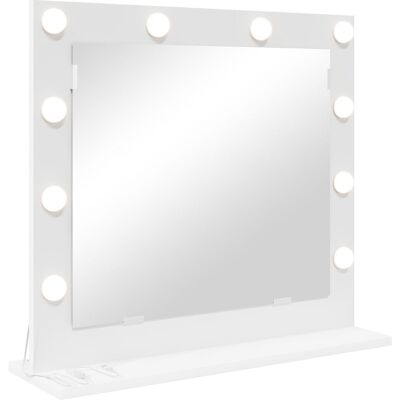 vidaXL Biały drewniany lustro toaletowe z LED-ami - Lustro vidaXL Biały drewniany lustro toaletowe z LED-ami - Lustro