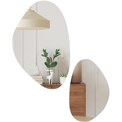 Zestaw luster ściennych HOMCOM 2-częściowy 70 x 46 cm, 49,5 x 31 cm Lustro okienne z metalową ramą Dekoracyjne lustro wiszące w kształcie kamyka Lus.. Zestaw luster ściennych HOMCOM 2-częściowy 70 x 46 cm, 49,5 x 31 cm Lustro okienne z metalową ramą Dekoracyjne lustro wiszące w kształcie kamyka Lus..