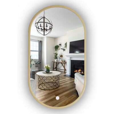 SkyMel Złote Lustro Led Owalne W Ramie 115X50 Cm + Włącznik Na Dotyk SkyMel Złote Lustro Led Owalne W Ramie 115X50 Cm + Włącznik Na Dotyk