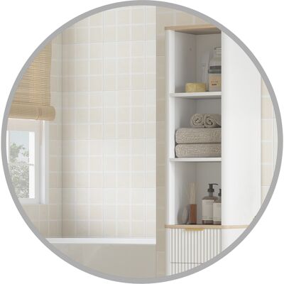 Lustro ścienne HOMCOM 61 x 61 cm, do łazienki, z aluminiową ramą, srebrne Lustro ścienne HOMCOM 61 x 61 cm, do łazienki, z aluminiową ramą, srebrne