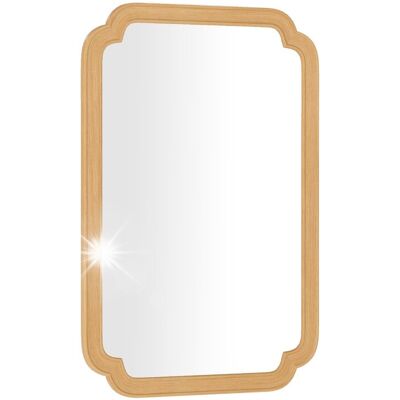 COSTWAY Prostokątne wiszące lustro z drewnianą ramą 90 x 60 cm COSTWAY Prostokątne wiszące lustro z drewnianą ramą 90 x 60 cm