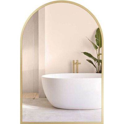 Songmics Lustro Ścienne Łukowe Złote Aluminiowa Rama 91x61cm Songmics Lustro Ścienne Łukowe Złote Aluminiowa Rama 91x61cm