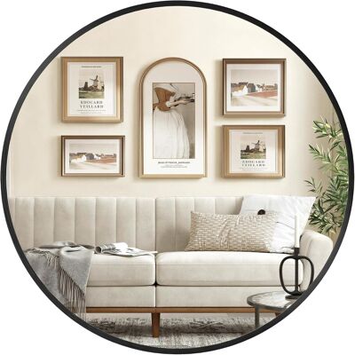 Songmics Okrągłe Lustro Wiszące W Aluminiowej Ramie 80 Cm Czarne Songmics Okrągłe Lustro Wiszące W Aluminiowej Ramie 80 Cm Czarne