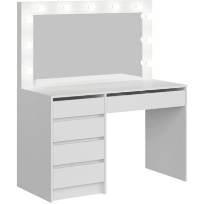 Meubles Toaletka Make Up LED 120 cm Biała 5 Szuflad Lustro Hollywood Nowoczesna Meubles Toaletka Make Up LED 120 cm Biała 5 Szuflad Lustro Hollywood Nowoczesna