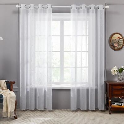 Deconovo zasłony półprzezroczyste 2 szt. Białe z srebrnym 140x290 cm Deconovo zasłony półprzezroczyste 2 szt. Białe z srebrnym 140x290 cm