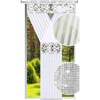 ART Firana gotowa Ażur 250x120 Panel z cyrkoniami filc do salonu firany długa ART Firana gotowa Ażur 250x120 Panel z cyrkoniami filc do salonu firany długa