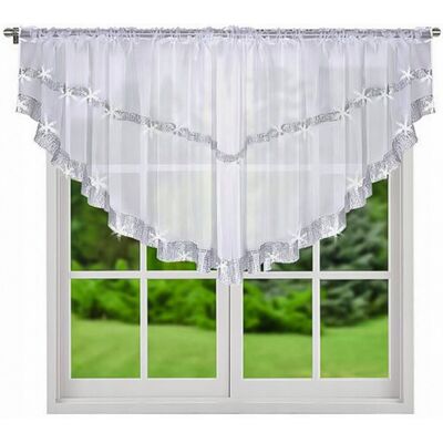 ART Firana gotowa krótka z cyrkoniami 85x380 Firany do kuchni firanki cekiny ART Firana gotowa krótka z cyrkoniami 85x380 Firany do kuchni firanki cekiny