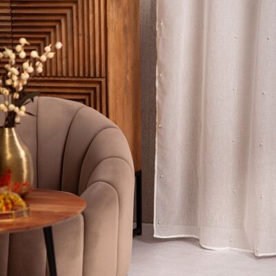 Firanka z perłami i taśmą B2 ESSENTIALS MILAN biała 140x250 cm HOMLA Firanka z perłami i taśmą B2 ESSENTIALS MILAN biała 140x250 cm HOMLA