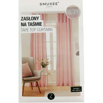 SMUKEE Różowe zasłony na taśmie ze srebrem 138x250 cm SMUKEE Różowe zasłony na taśmie ze srebrem 138x250 cm