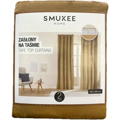 Smukee Welwetowe zasłony na taśmie Camel Brąz 140x250 cm model: 380/5 Smukee Welwetowe zasłony na taśmie Camel Brąz 140x250 cm model: 380/5
