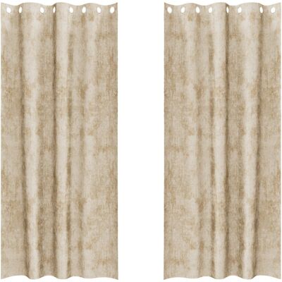 vidaXL Zasłony aksamitne 2 szt z oczkami kremowe 245x140 cm vidaXL Zasłony aksamitne 2 szt z oczkami kremowe 245x140 cm