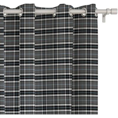 DECORDRUK Zasłona CLASSIC wzór CL06 szara krata z niebieskimi pasami 150 x 280 cm tkanina zaciemniająca DECORDRUK Zasłona CLASSIC wzór CL06 szara krata z niebieskimi pasami 150 x 280 cm tkanina zaciemniająca