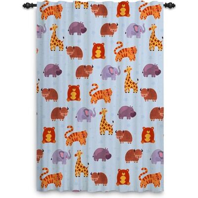 Akuku Zasłona dziecięca zwierzęta ZOO safari 135cmx245cm do pokoju dzieci 1 panel Akuku Zasłona dziecięca zwierzęta ZOO safari 135cmx245cm do pokoju dzieci 1 panel