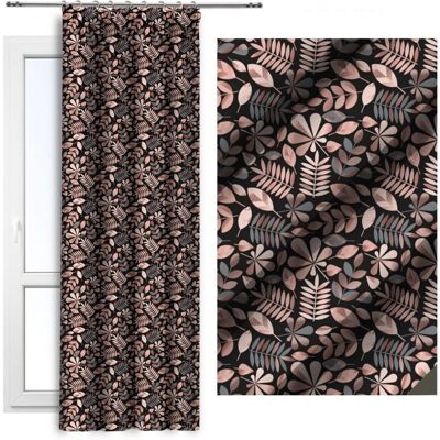 Zasłona gotowa na taśmie Ciemna Pudrowe Liście 140x250 Vipro D404-306 Zasłona gotowa na taśmie Ciemna Pudrowe Liście 140x250 Vipro D404-306