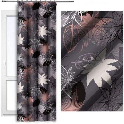 Zasłona gotowa na taśmie Szara Liście 140x250 Vipro D404-302 Zasłona gotowa na taśmie Szara Liście 140x250 Vipro D404-302