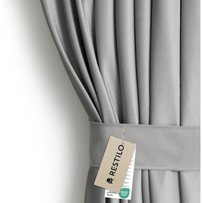 AmeliaHome - Velvet Pleat - Srebrny - 140x270 cm - Zasłona AmeliaHome - Velvet Pleat - Srebrny - 140x270 cm - Zasłona