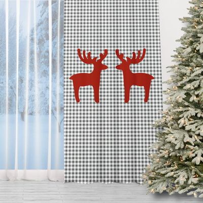DECORDRUK Zasłona Winter Wzór Bn13 Szara Kratka I Renifery 150 X 230 Cm Tkanina Zaciemniająca DECORDRUK Zasłona Winter Wzór Bn13 Szara Kratka I Renifery 150 X 230 Cm Tkanina Zaciemniająca