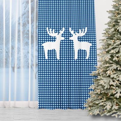 DECORDRUK Zasłona Winter Wzór Bn14 Niebieska Kratka I Renifery 150 X 300 Cm Tkanina Zaciemniająca DECORDRUK Zasłona Winter Wzór Bn14 Niebieska Kratka I Renifery 150 X 300 Cm Tkanina Zaciemniająca