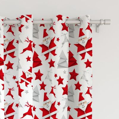 DECORDRUK Zasłona Winter Wzór Bn22 Mikołaj Origami 150 X 230 Cm Tkanina Zaciemniająca DECORDRUK Zasłona Winter Wzór Bn22 Mikołaj Origami 150 X 230 Cm Tkanina Zaciemniająca