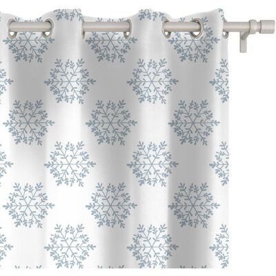 DECORDRUK Zasłona WINTER wzór BN59 Błękitne płatki śniegu 150 x 280 cm tkanina zaciemniająca DECORDRUK Zasłona WINTER wzór BN59 Błękitne płatki śniegu 150 x 280 cm tkanina zaciemniająca