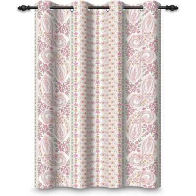 Akuku Zasłona zaciemniająca BOHO paisley różowe kwiatki 107x160cm przelotki salon Akuku Zasłona zaciemniająca BOHO paisley różowe kwiatki 107x160cm przelotki salon