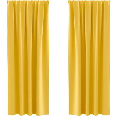 vidaXL Zasłony 2 pcs musztardowo żółty 245 x 140 cm Polie vidaXL Zasłony 2 pcs musztardowo żółty 245 x 140 cm Polie
